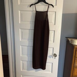 Zara Elegant Brown Spaghetti Strap Cover Up Dress